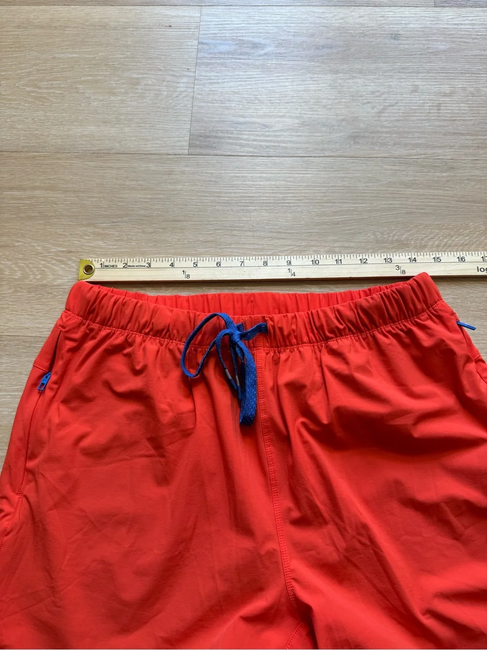 Fabletics Men's Orange Swim Trunks with Blue Drawcord